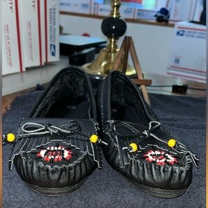 Black Beaded Moccasins